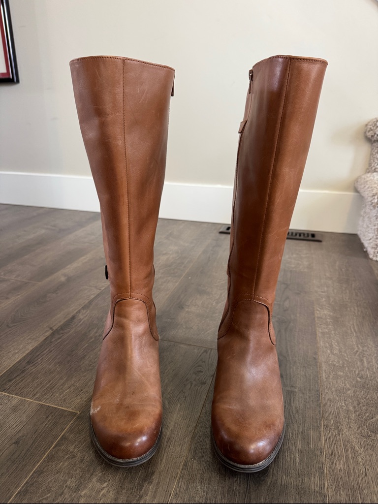 Naturalizer Leather Brown Boots, Size 8, Wide Calf